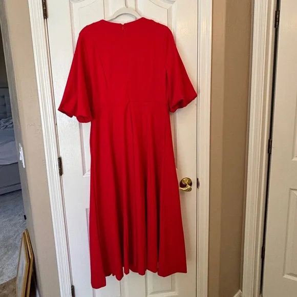 Boden Classic Red Midi Dress w Flutter Sleeves NEW Women US 10R DO132 Red - Picture 3 of 16